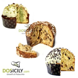 Panettone with pistachio, chocolate and strawberry black cherry 750g