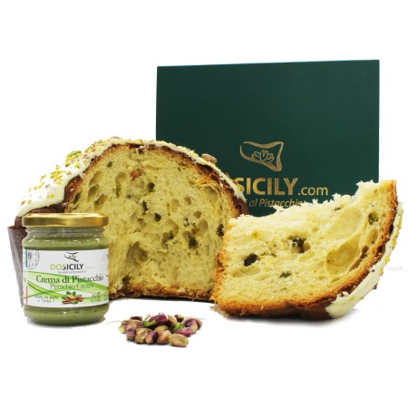 “Panettone ” with pistachios 1kg + sweet cream 190gr